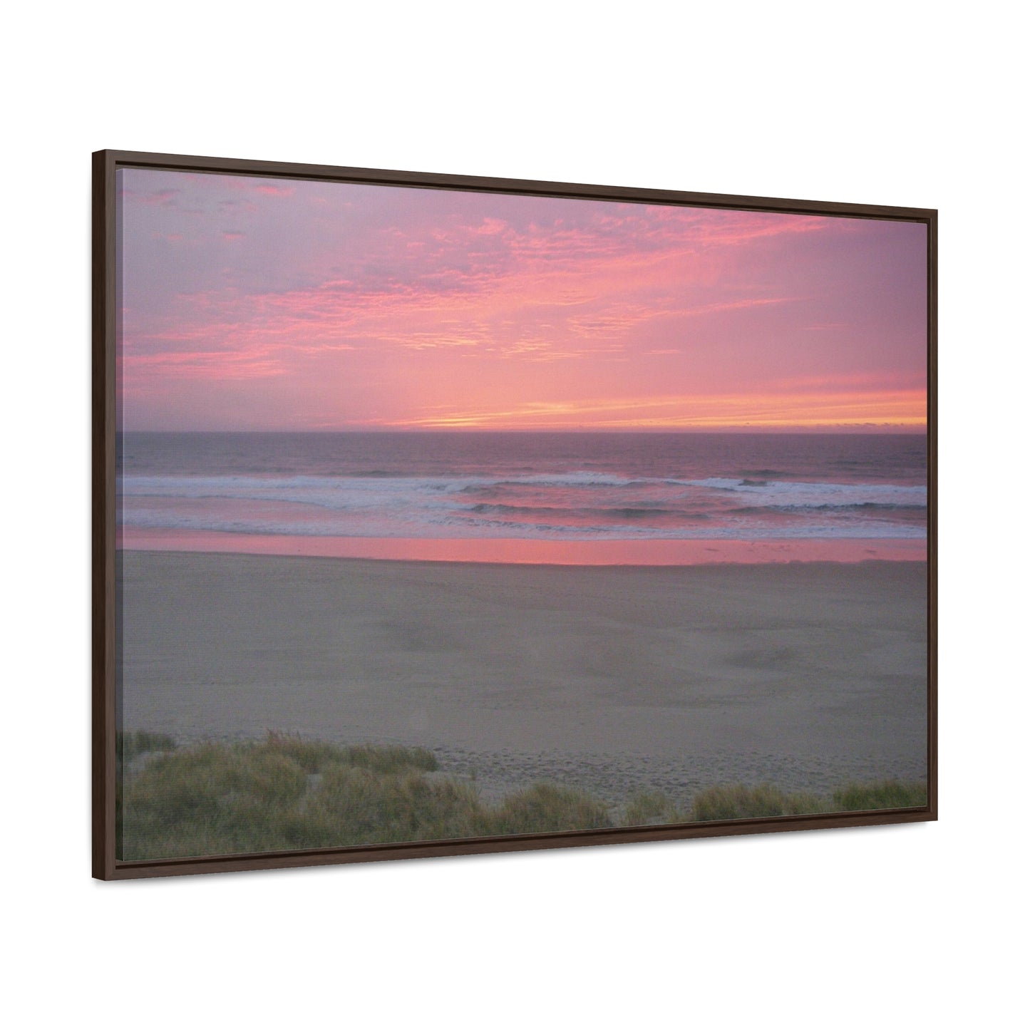Pink Ocean Sunset Gallery Canvas Wraps Framed