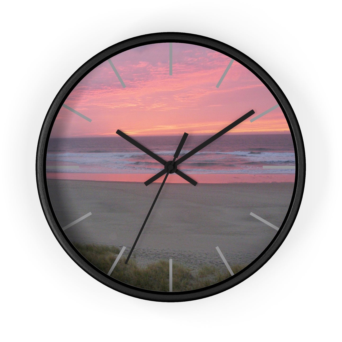 Pink Ocean Sunset Framed Wall Clock