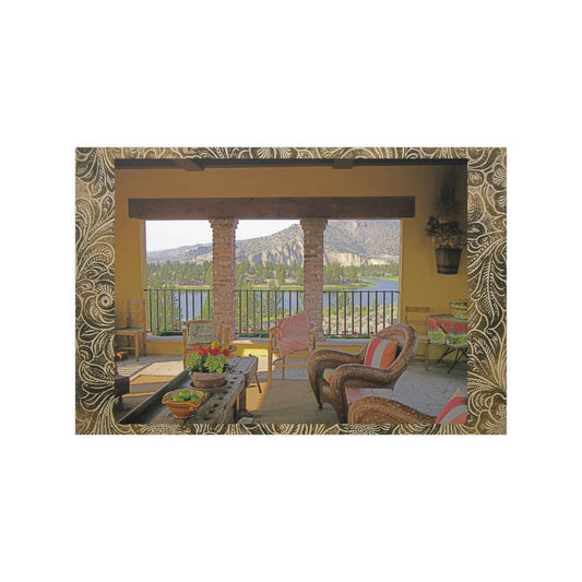 Oasis View with Leather Print Border Satin Posters