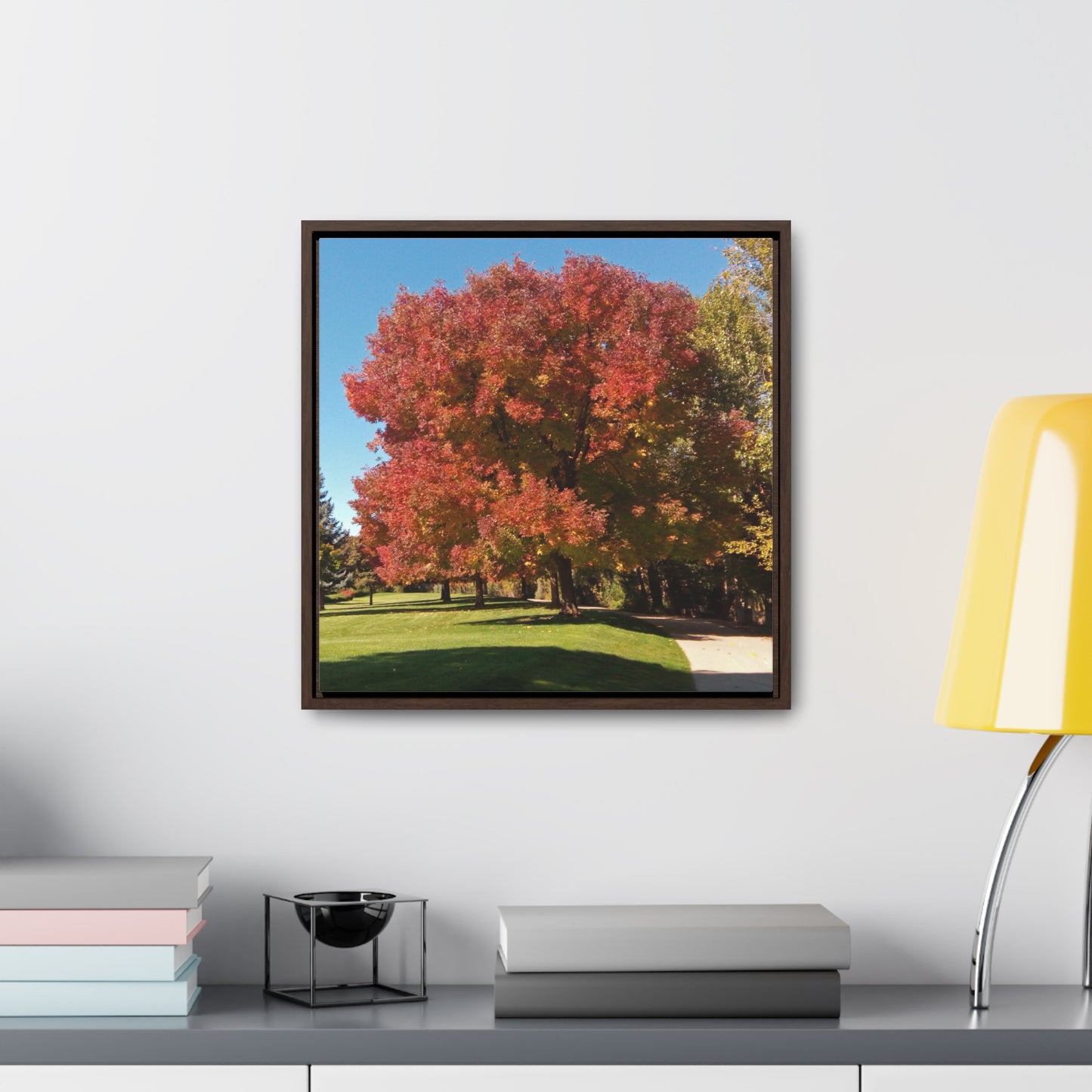 Autumn Tree Early Fall Gallery Canvas Wraps, Square Framed