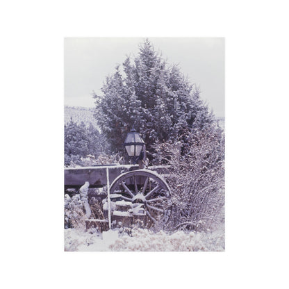 Vintage Winter Wagon Satin Posters