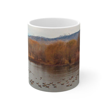 Autumn Pond with Geese Ceramic Mug 11oz