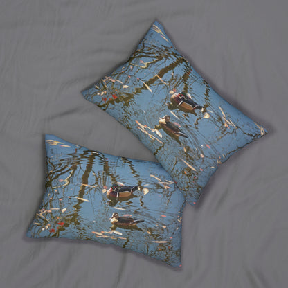 Wood Duck Couple Spun Polyester Lumbar Pillow