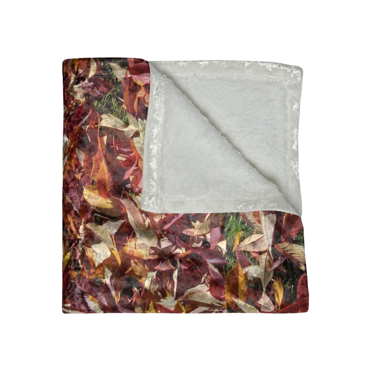 Autumn Leaves Shiny Crushed Velvet Blanket