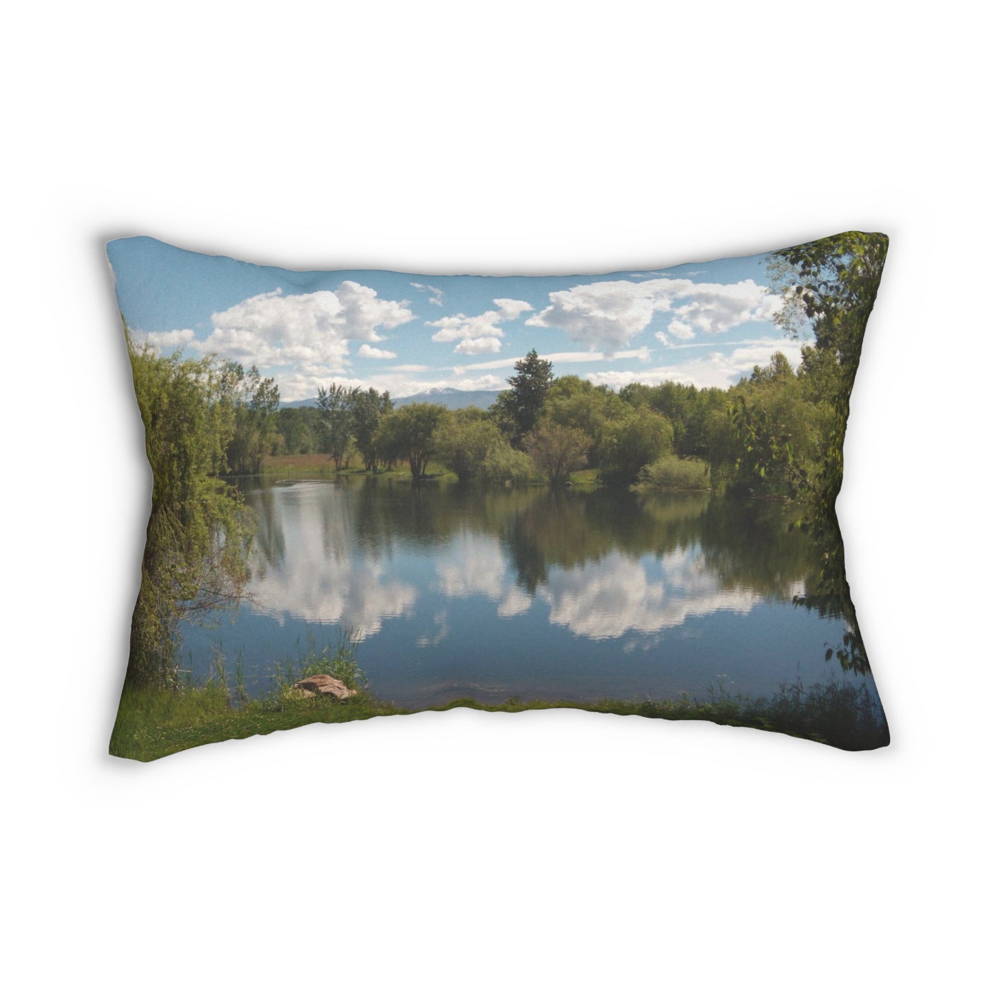 Peaceful Pond Spun Polyester Lumbar Pillow