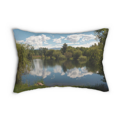 Peaceful Pond Spun Polyester Lumbar Pillow