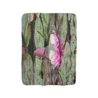 Water Lilies Sherpa Fleece Blanket
