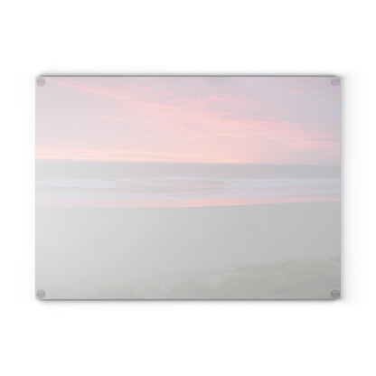 Pink Ocean Sunset Glass Cutting Board Hand Wash