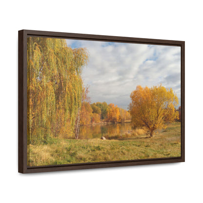 Golden Autumn Pond Gallery Canvas Wraps Framed