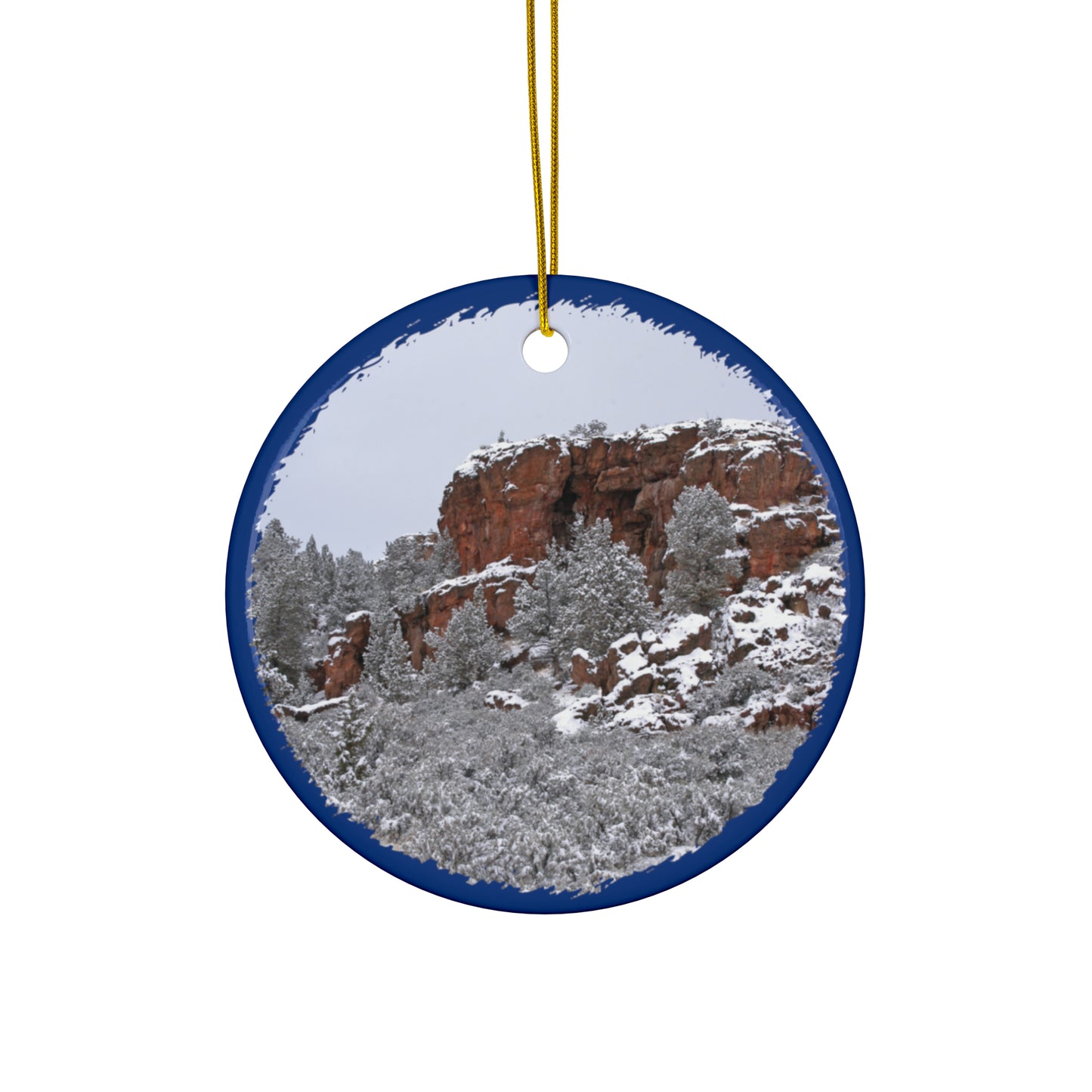 Winter Cliff Ceramic Ornaments