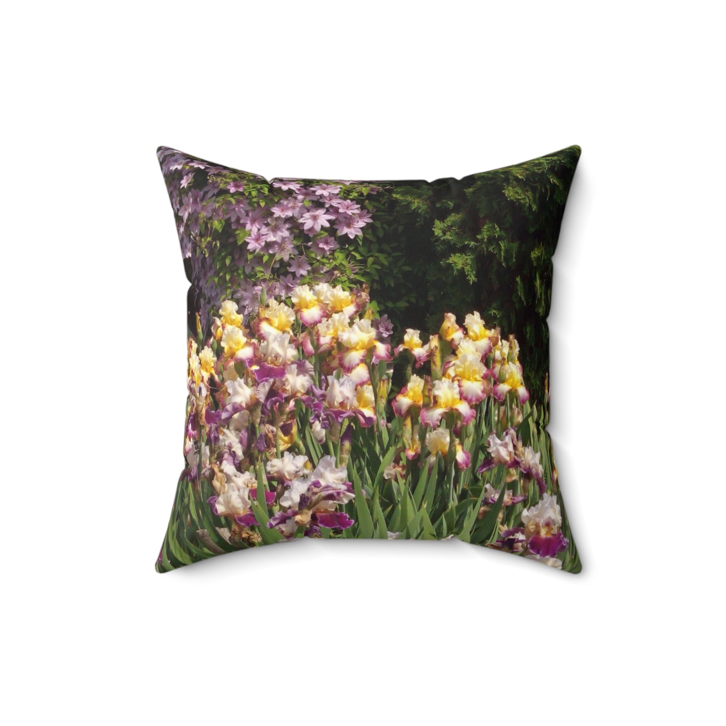 Sunny Iris Garden Spun Polyester Square Pillow