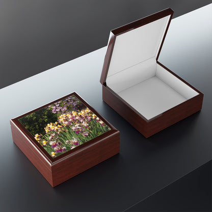 Sunny Iris Garden Jewelry Box ~ 7.24"