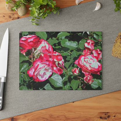 Romantic Roses Glass Cutting Board Hand Wash