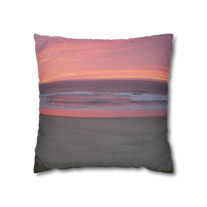 Pink Ocean Sunset Spun Polyester Pillow Case
