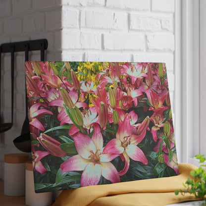 Lovely Lilies Glass Cutting Board Hand Wash
