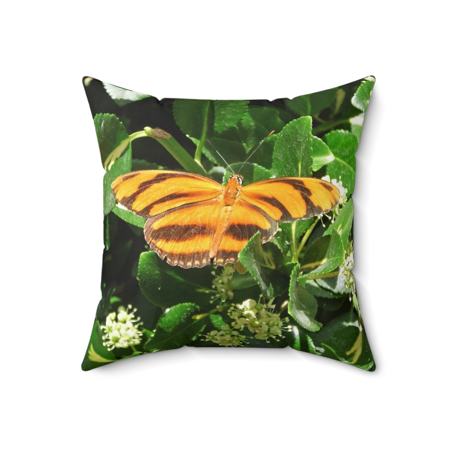 Golden Butterfly Spun Polyester Square Pillow