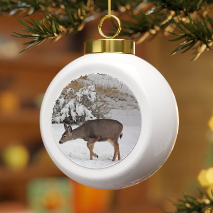 Winter Deer Christmas Ball Ornament