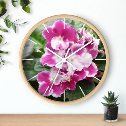 African Violet Framed Wall Clock