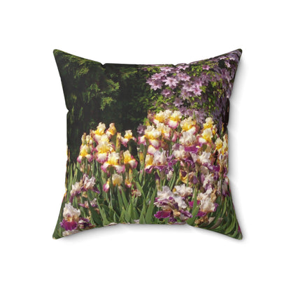 Sunny Iris Garden Spun Polyester Square Pillow