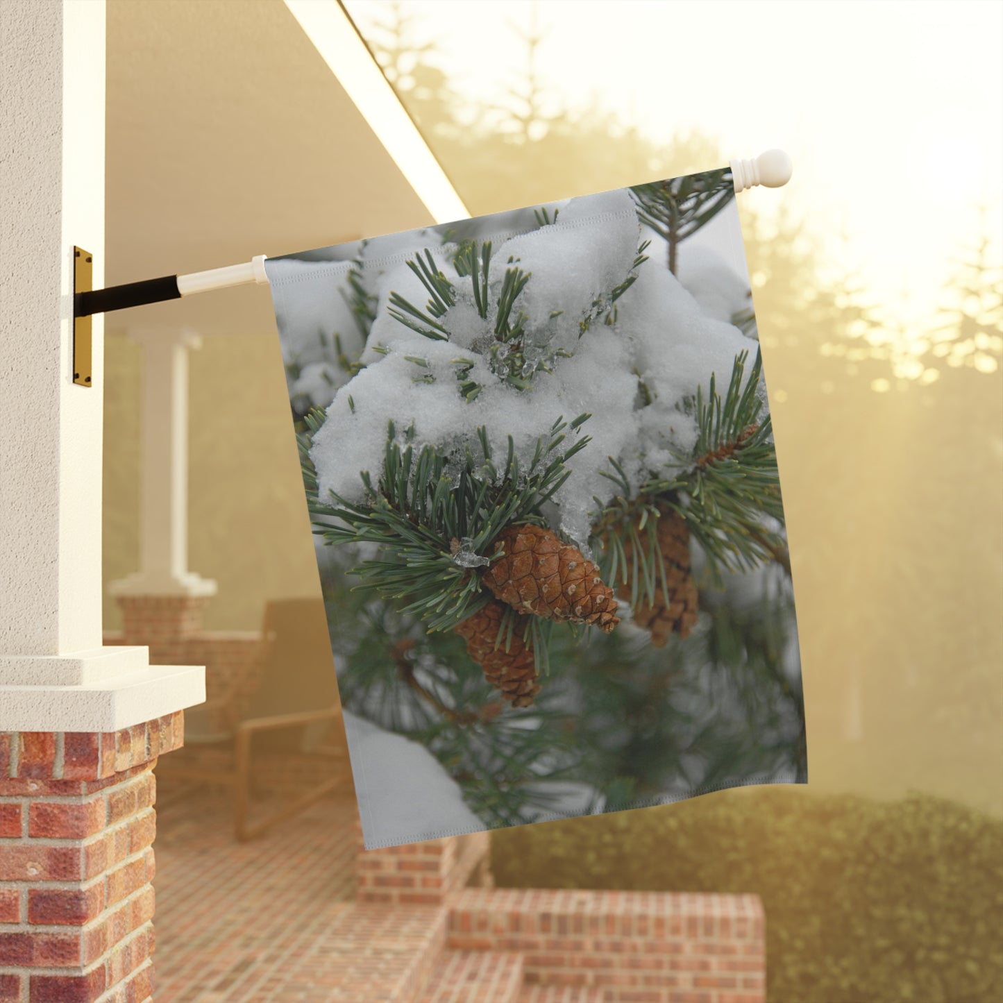 Snowy Fir Cones Garden & House Banner