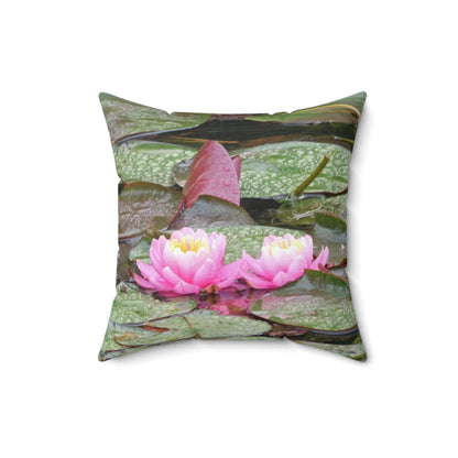 Water Lilies Spun Polyester Square Pillow