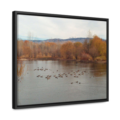 Autumn Pond with Geese Gallery Canvas Wraps Framed