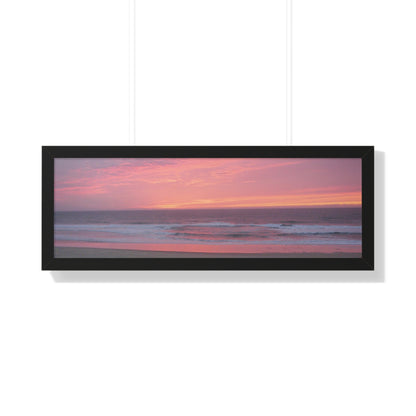 Pink Ocean Sunset Framed Horizontal Poster