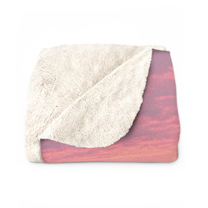 Pink Ocean Sunset Sherpa Fleece Blanket Vertical