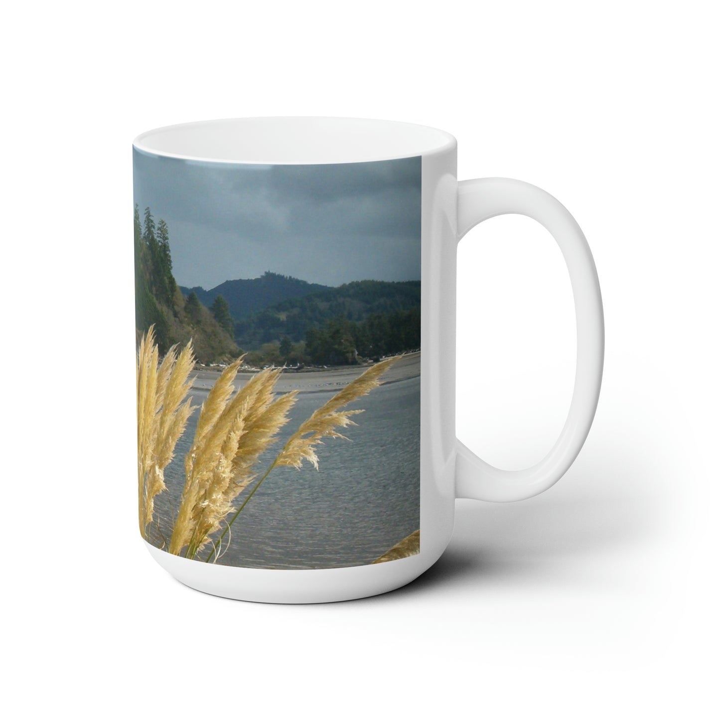 Golden Coastal Pampas Ceramic Mug 15oz