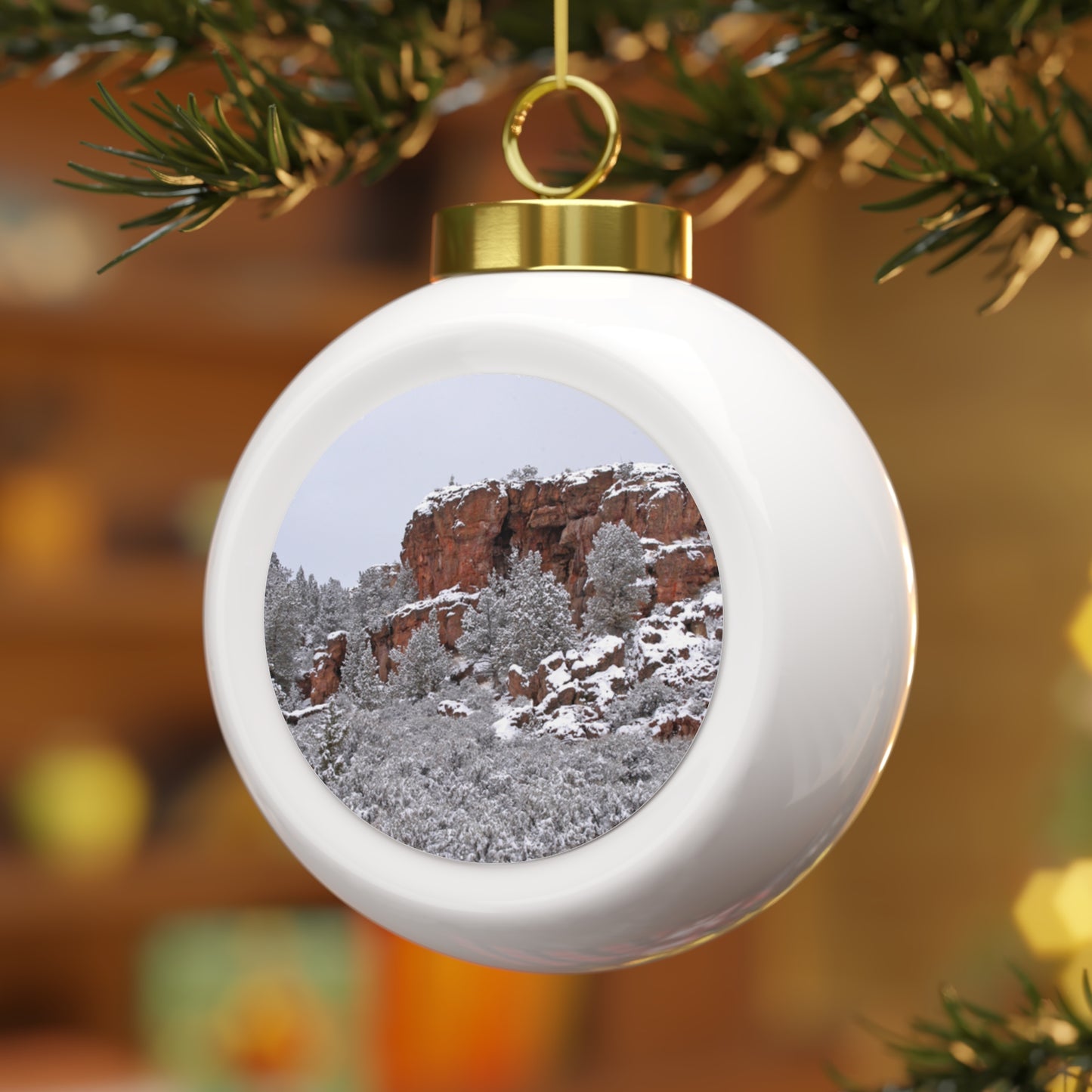 Winter Cliff Christmas Ball Ornament