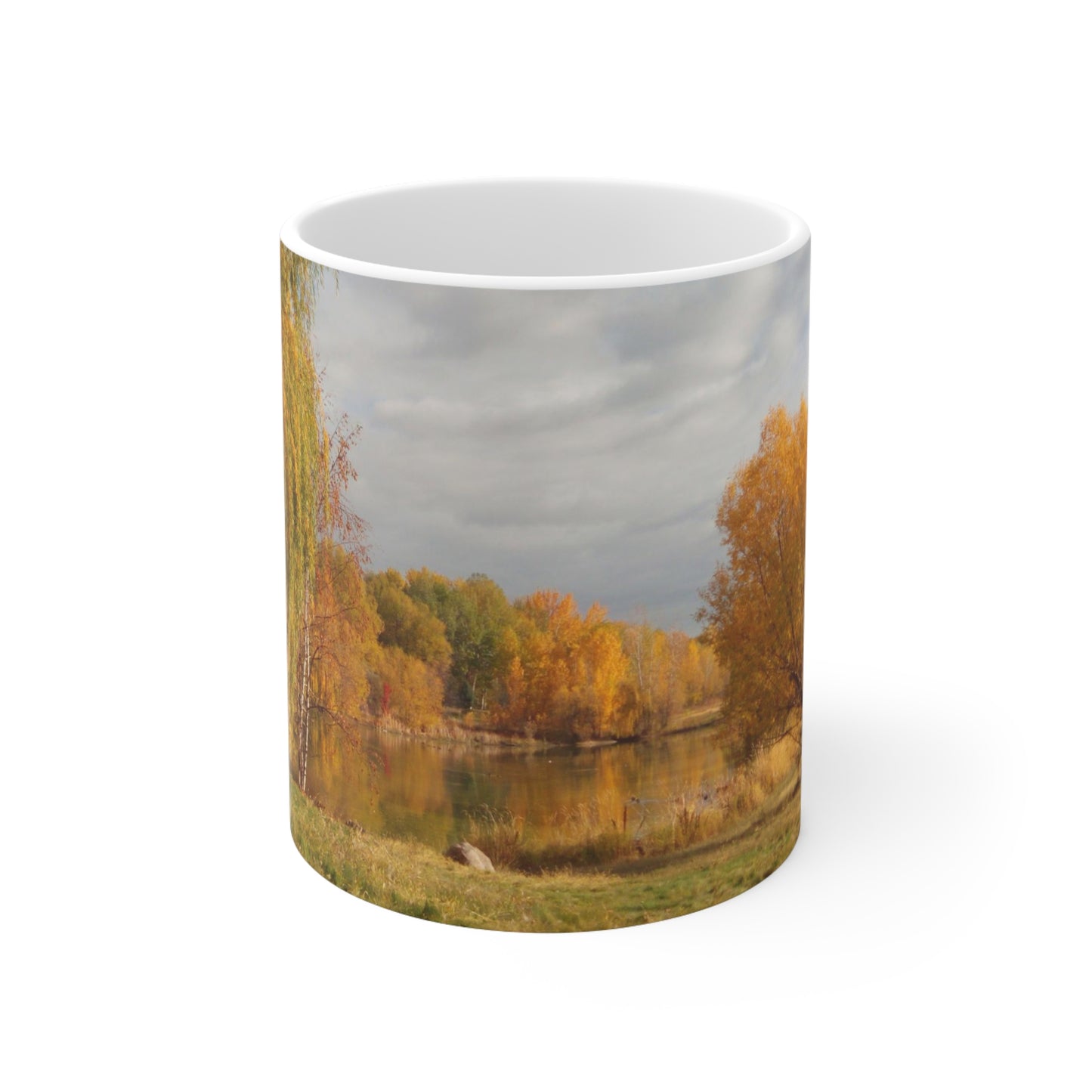 Golden Autumn Pond Ceramic Mug 11oz