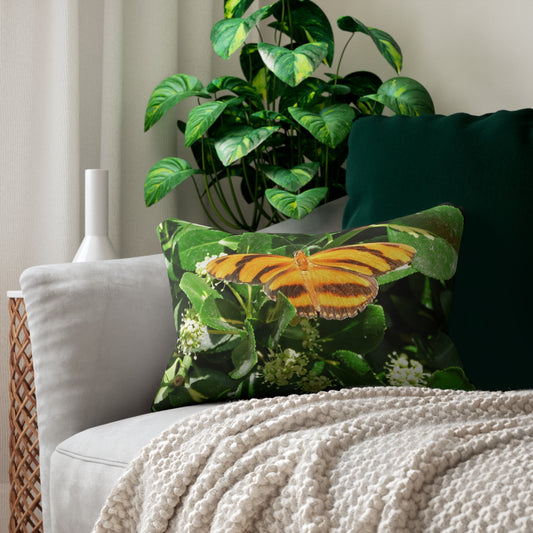 Golden Butterfly Spun Polyester Lumbar Pillow