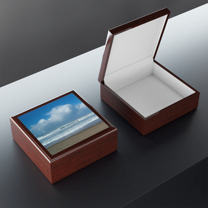 Blue Sky Beach Jewelry Box ~ 7.24"