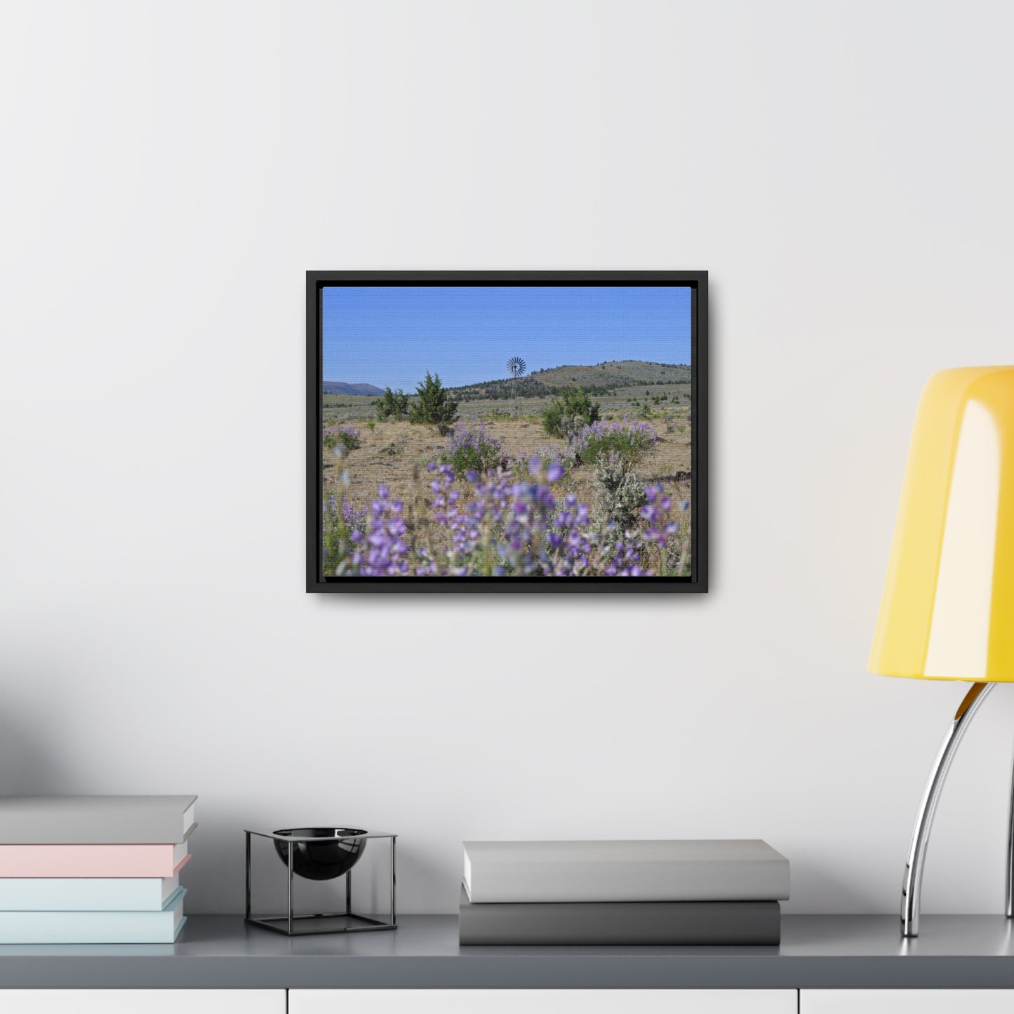 High Desert Lupine & Windmill Gallery Canvas Wraps Framed