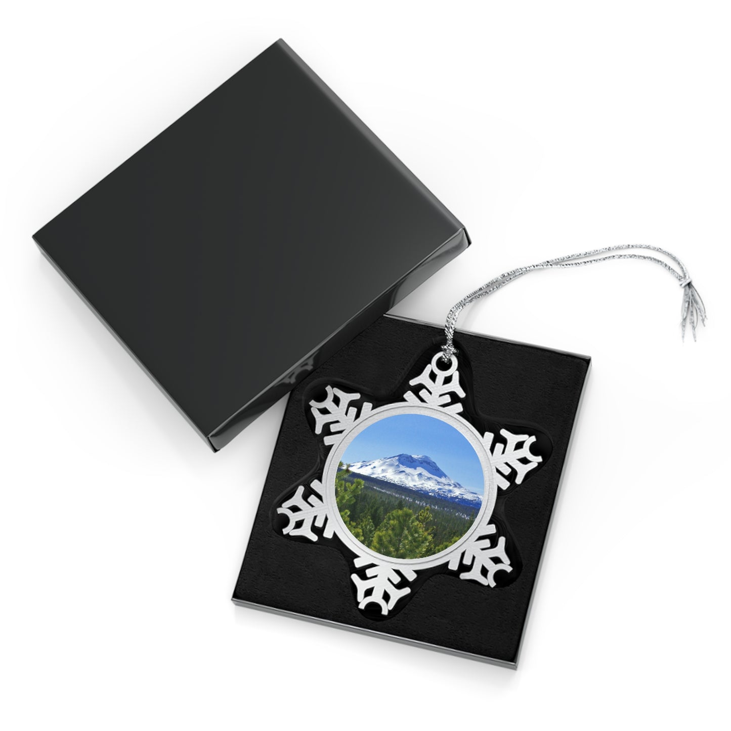 Winter South Sister Pewter Snowflake Ornament