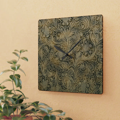Western Leather Print Acrylic Wall Clock