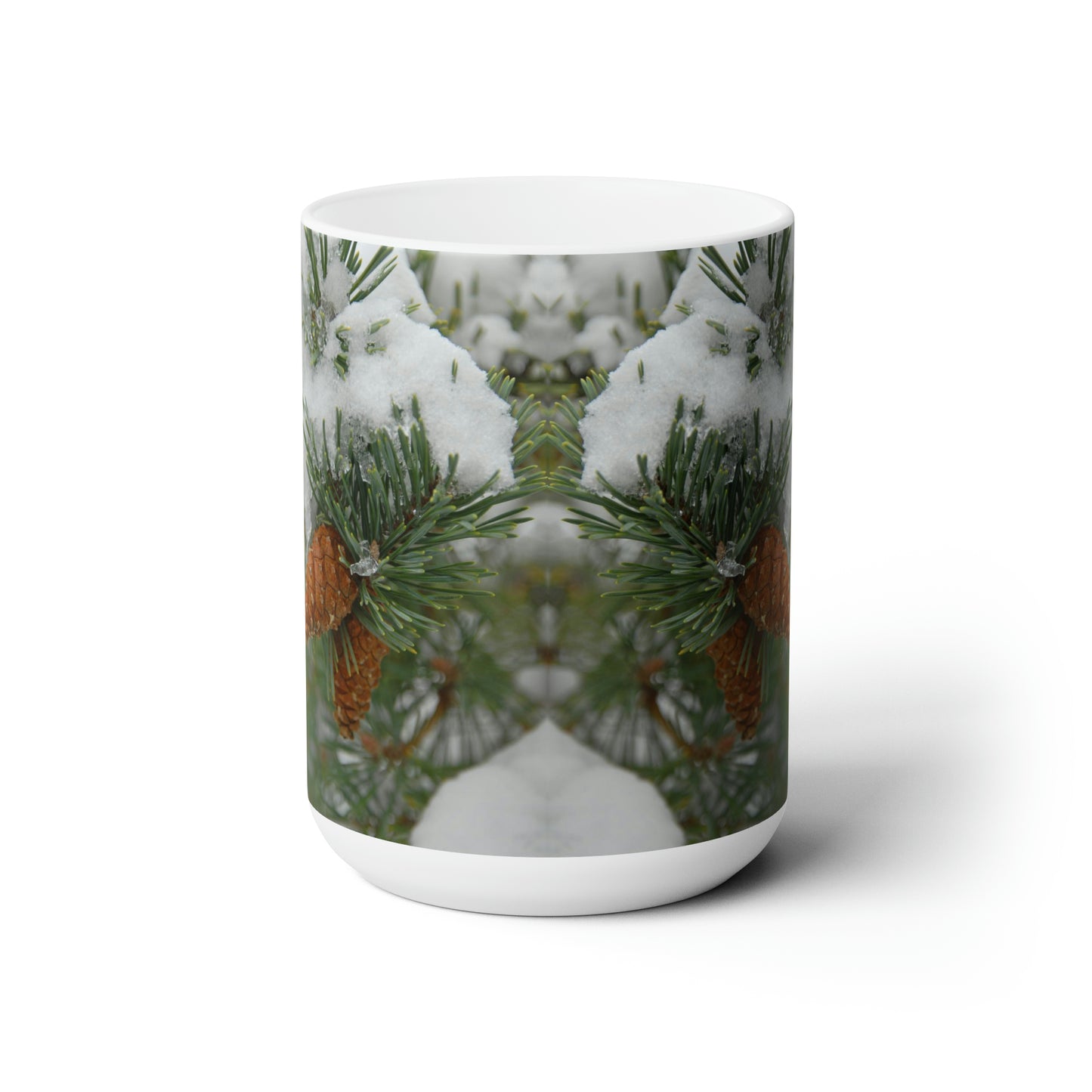 Snowy Fir Cones Ceramic Mug 15oz