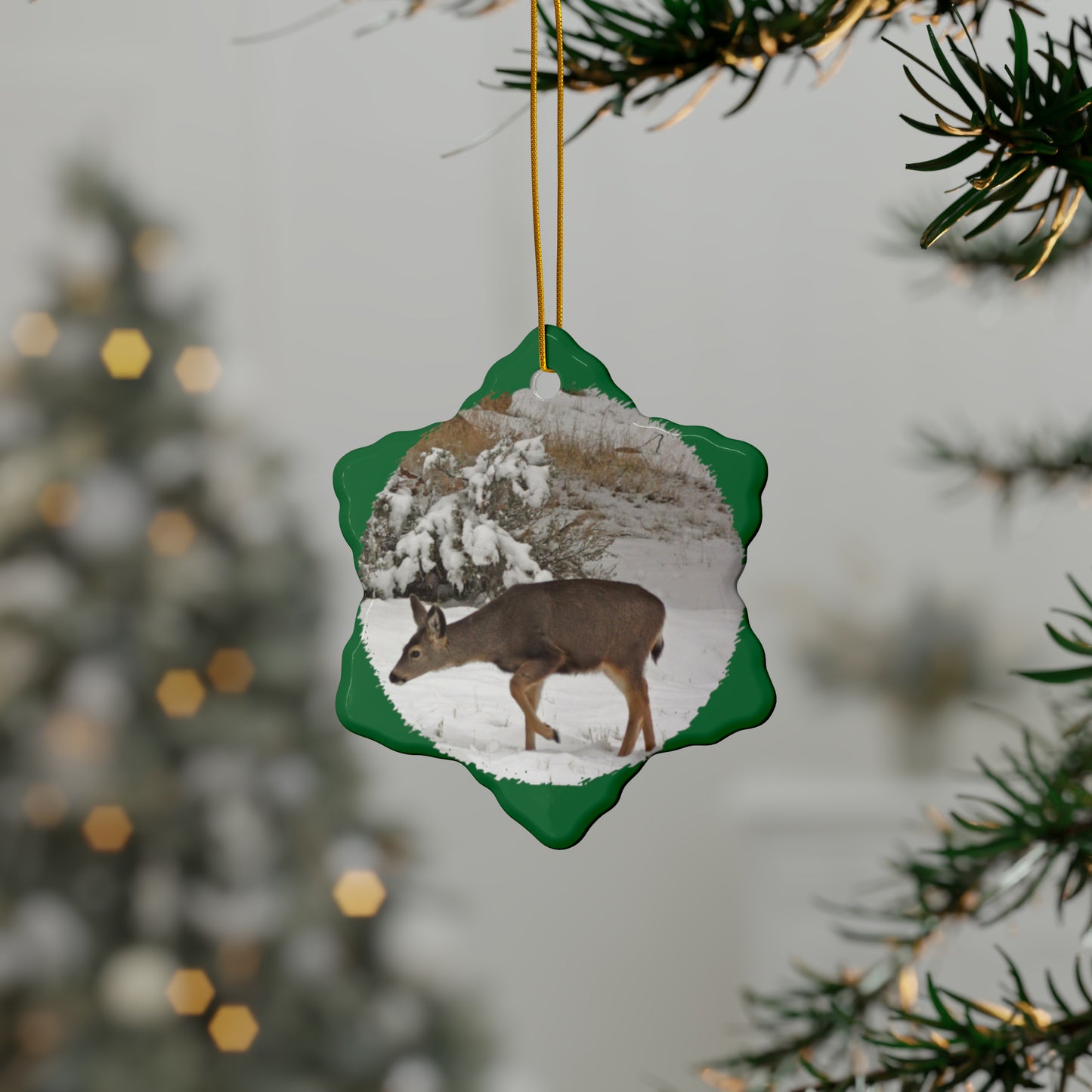 Winter Deer Ceramic Ornaments
