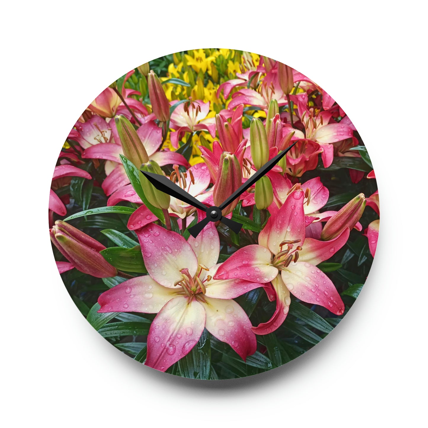 Lovely Lilies Acrylic Wall Clock