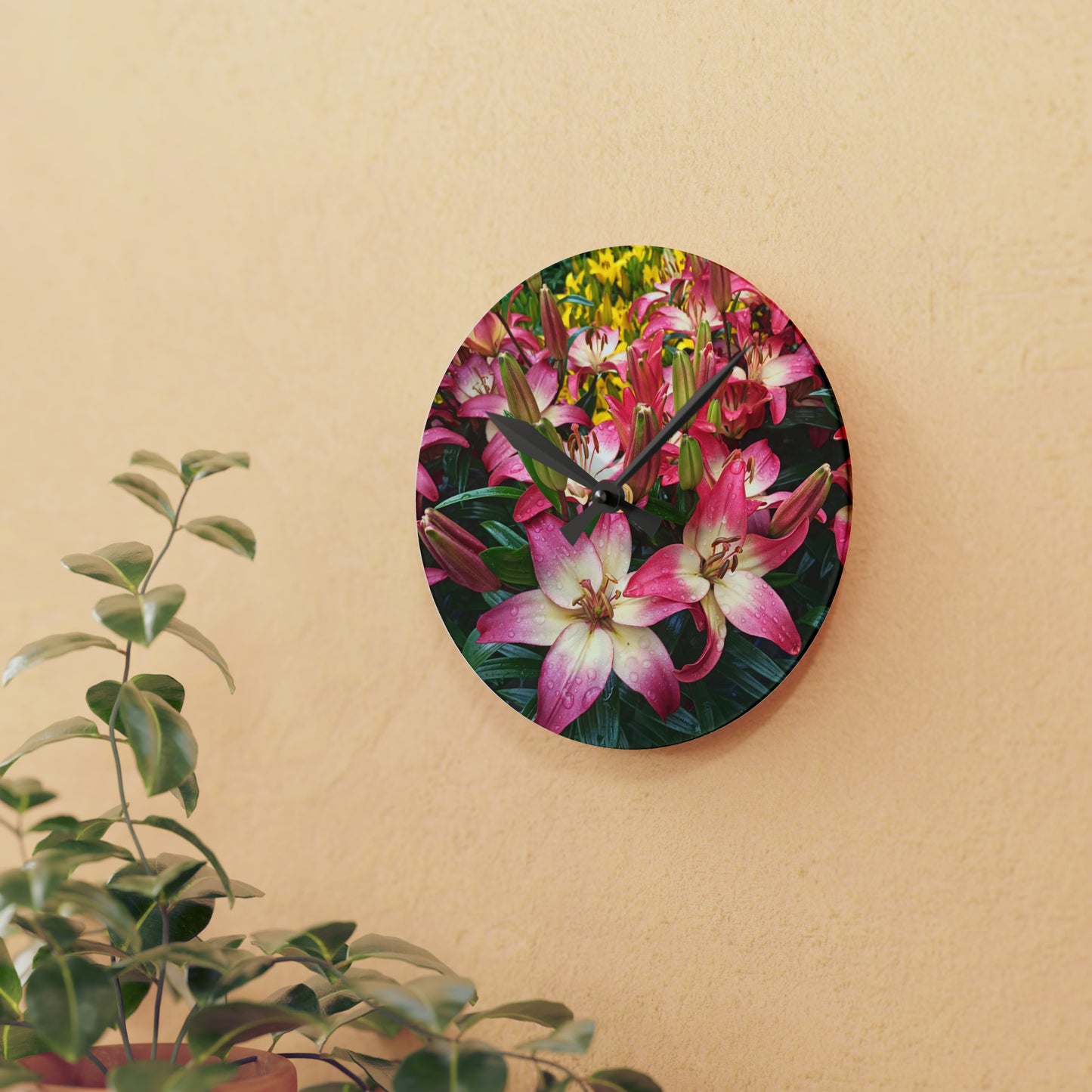 Lovely Lilies Acrylic Wall Clock