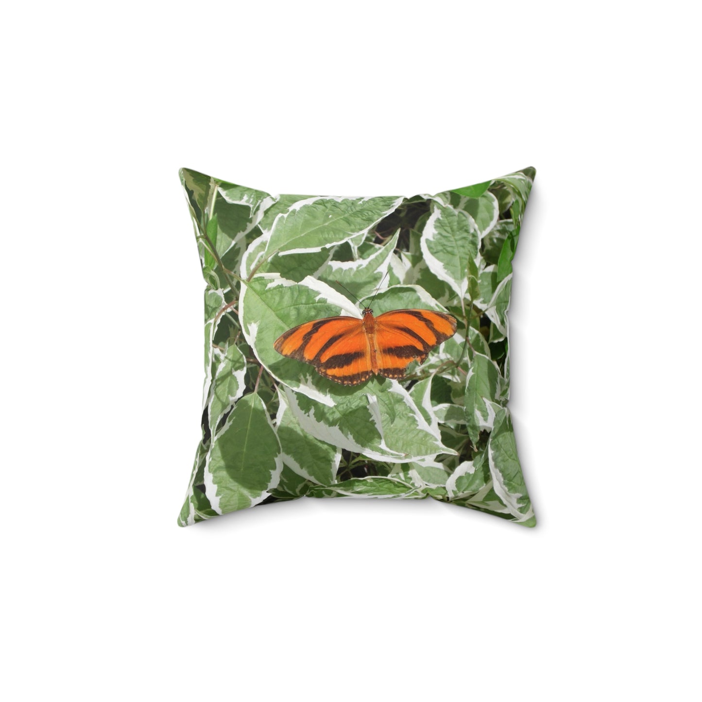 Leaves & Butterfly Spun Polyester Square Pillow