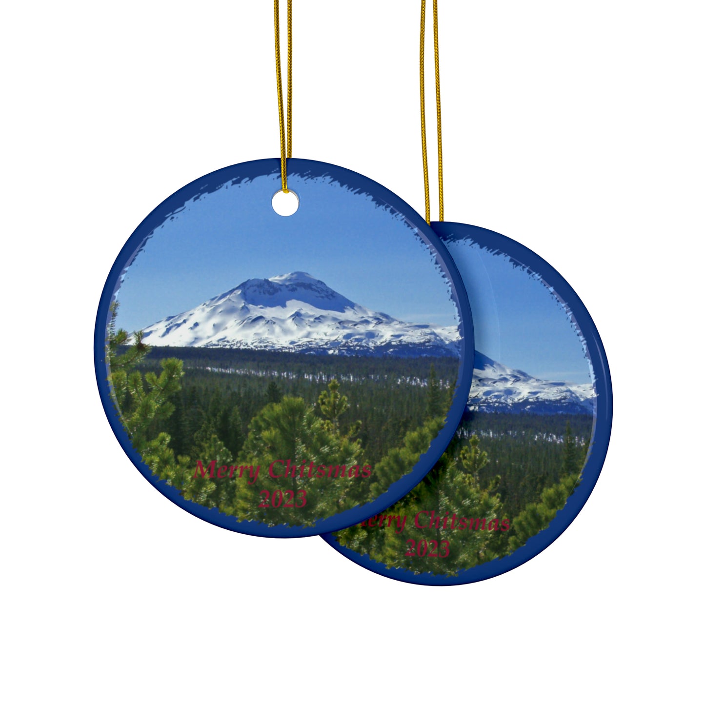 Winter South Sister Merry Christmas 2023 Ceramic Ornaments