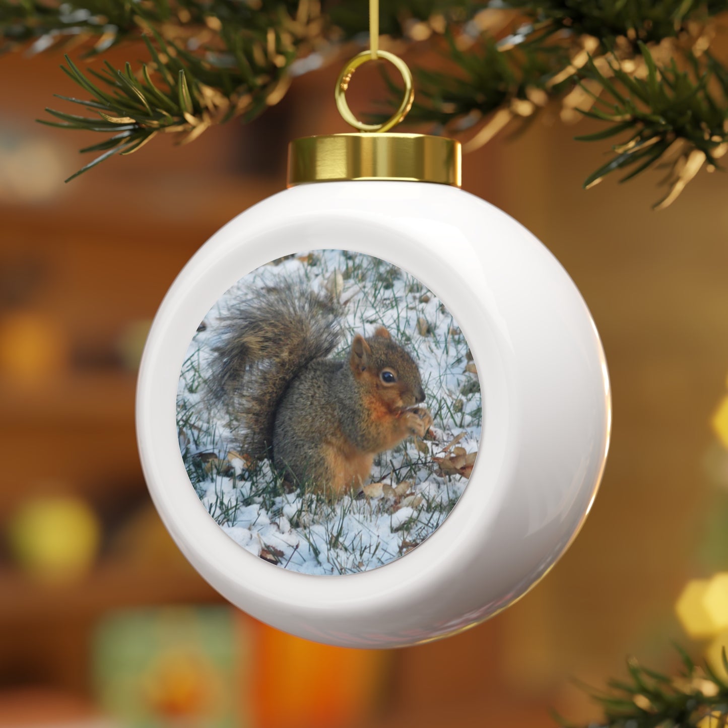 Winter Squirrel Christmas Ball Ornament
