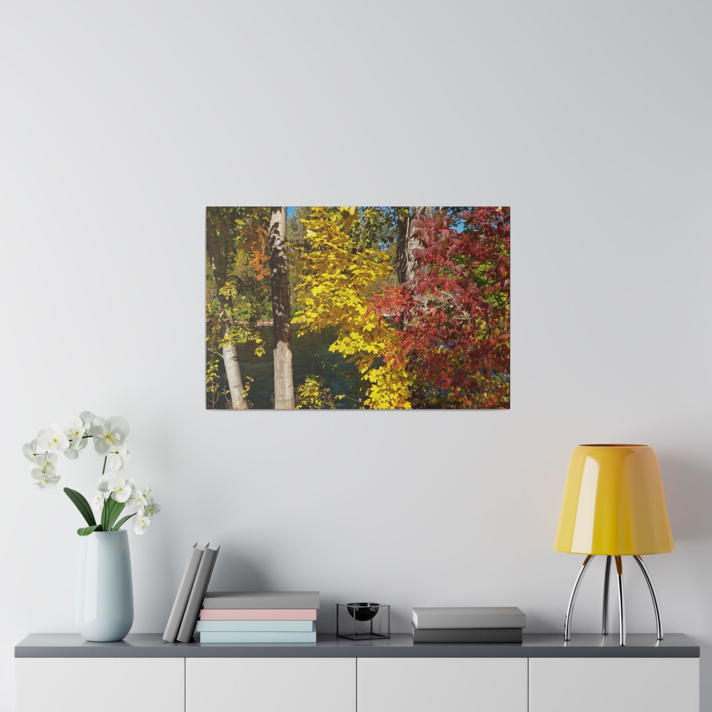 River & Autumn Leaves Matte Canvas