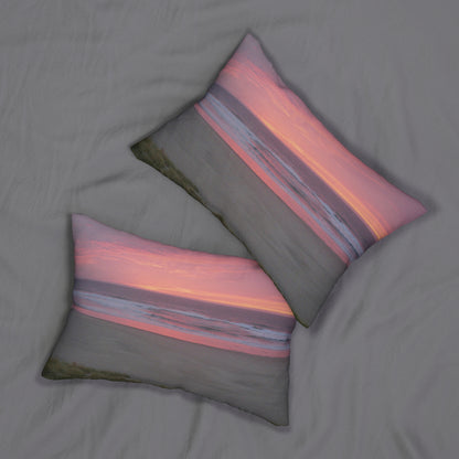 Pink Ocean Sunset Spun Polyester Lumbar Pillow