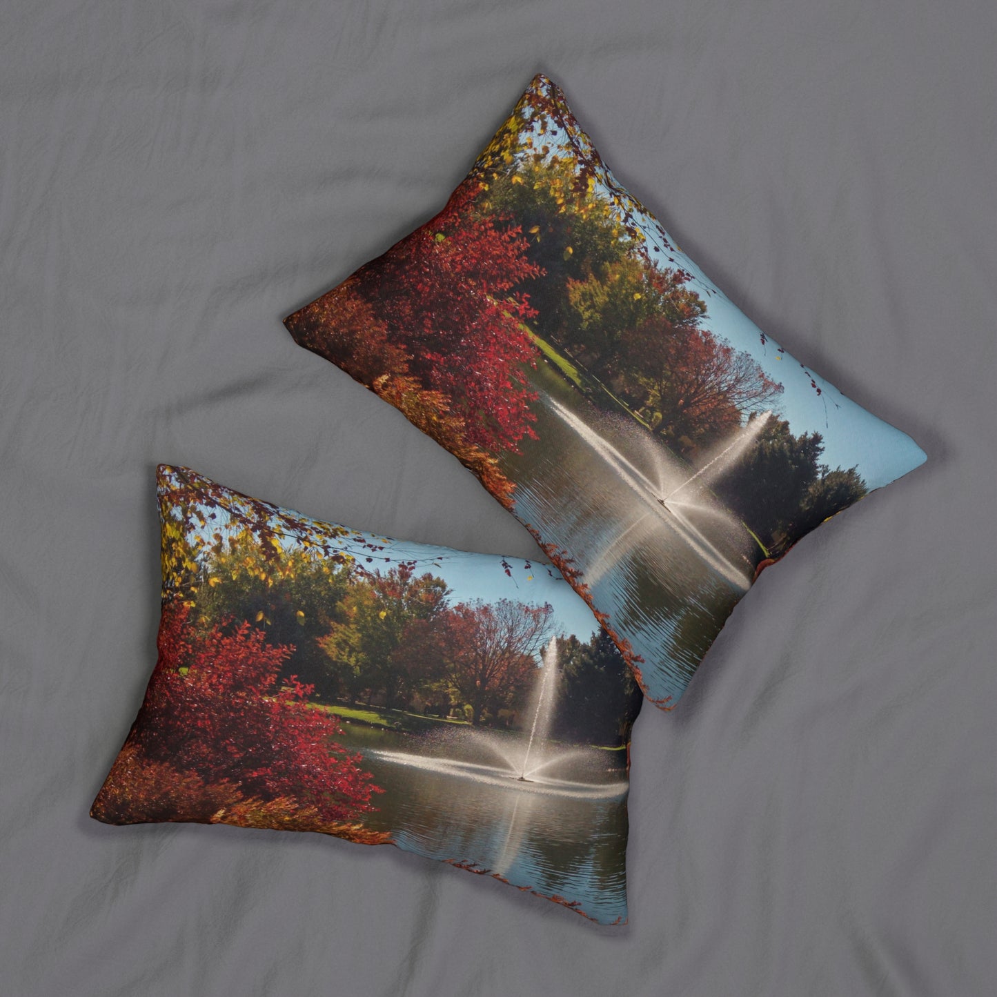 Autumn Fountain Spun Polyester Lumbar Pillow