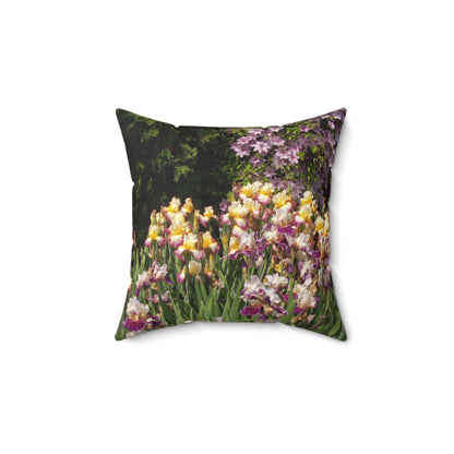 Sunny Iris Garden Spun Polyester Square Pillow