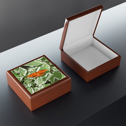 Leaves & Butterfly Jewelry Box ~ 7.24"