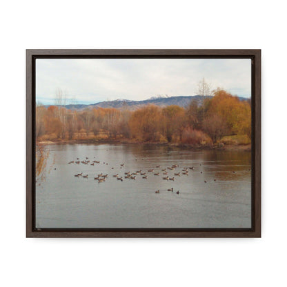 Autumn Pond with Geese Gallery Canvas Wraps Framed