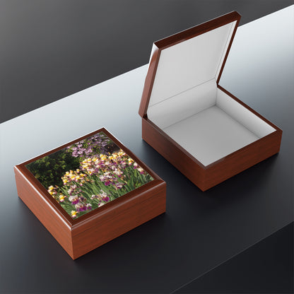 Sunny Iris Garden Jewelry Box ~ 7.24"